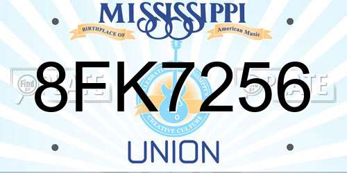 8FK7256 Mississippi License Plate