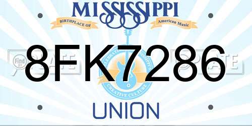 8FK7286 Mississippi License Plate