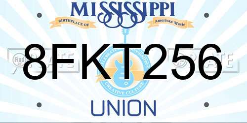 8FKT256 Mississippi License Plate
