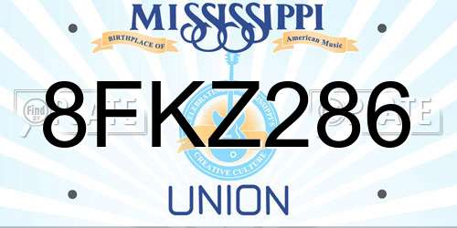 8FKZ286 Mississippi License Plate