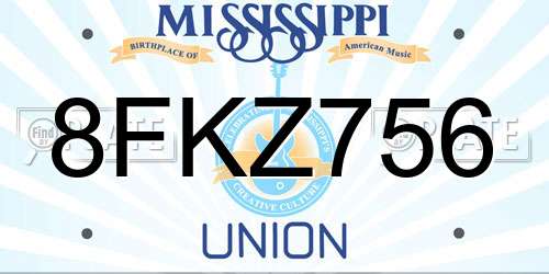 8FKZ756 Mississippi License Plate