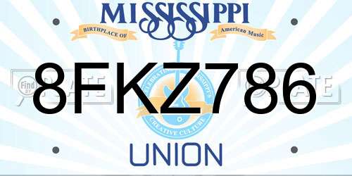 8FKZ786 Mississippi License Plate