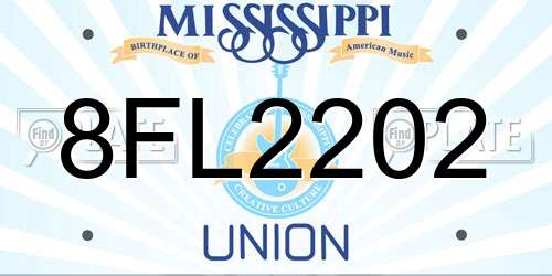 8FL2202 Mississippi License Plate