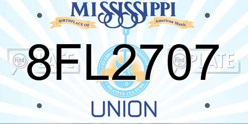 8FL2707 Mississippi License Plate
