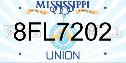 8FL7202 Mississippi License Plate