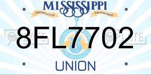 8FL7702 Mississippi License Plate