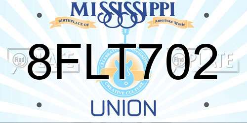 8FLT702 Mississippi License Plate