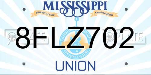 8FLZ702 Mississippi License Plate