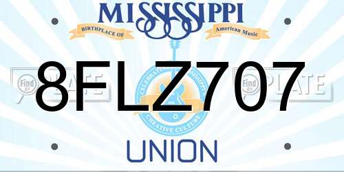8FLZ707 Mississippi License Plate