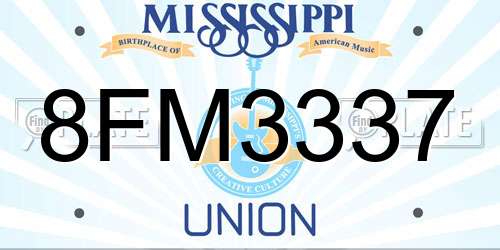 8FM3337 Mississippi License Plate