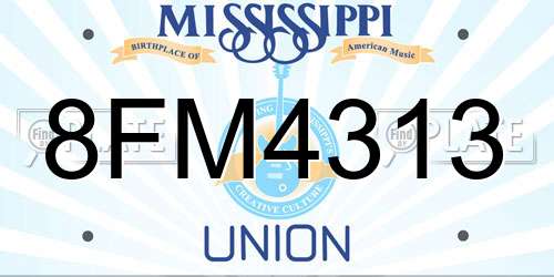 8FM4313 Mississippi License Plate