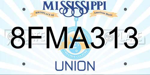 8FMA313 Mississippi License Plate