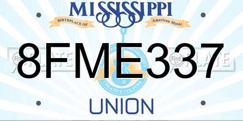 8FME337 Mississippi License Plate