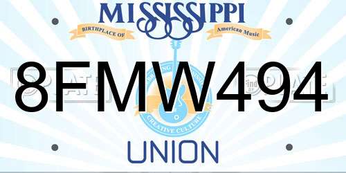 8FMW494 Mississippi License Plate