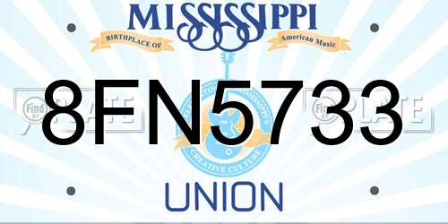 8FN5733 Mississippi License Plate