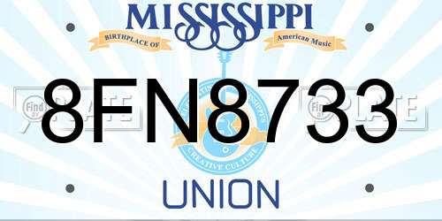 8FN8733 Mississippi License Plate