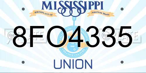 8FO4335 Mississippi License Plate