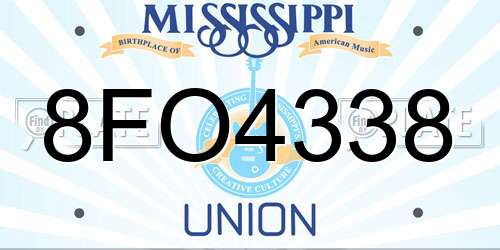 8FO4338 Mississippi License Plate