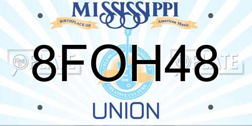 8FOH48 Mississippi License Plate