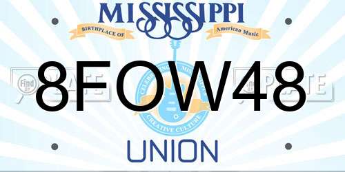 8FOW48 Mississippi License Plate