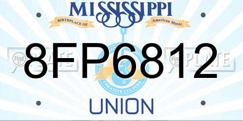 8FP6812 Mississippi License Plate