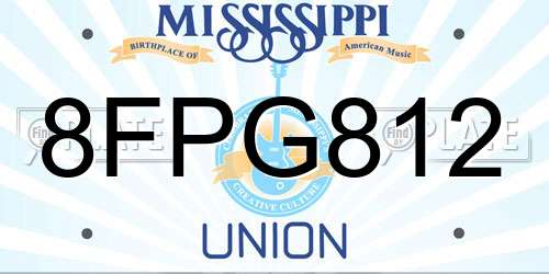8FPG812 Mississippi License Plate