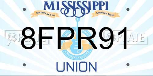 8FPR91 Mississippi License Plate
