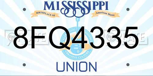 8FQ4335 Mississippi License Plate