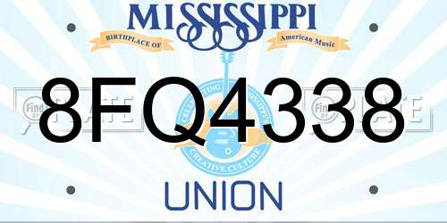 8FQ4338 Mississippi License Plate