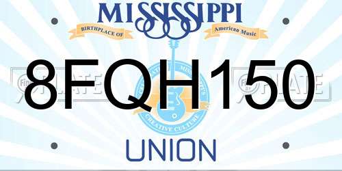 8FQH150 Mississippi License Plate