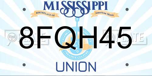 8FQH45 Mississippi License Plate