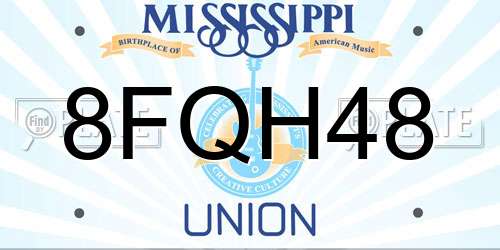 8FQH48 Mississippi License Plate