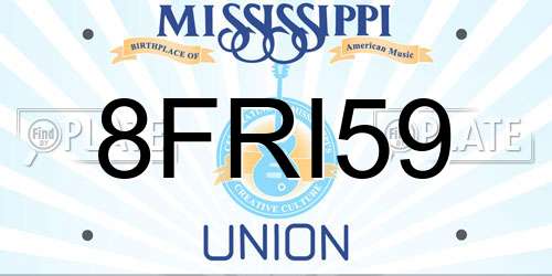 8FRI59 Mississippi License Plate