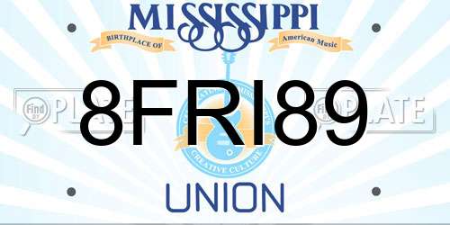 8FRI89 Mississippi License Plate
