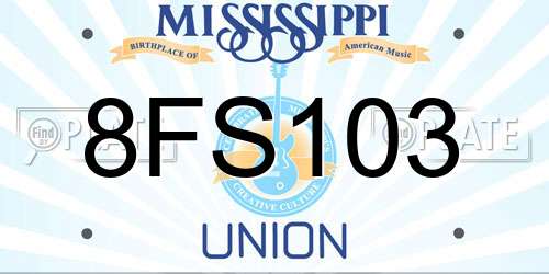 8FS103 Mississippi License Plate
