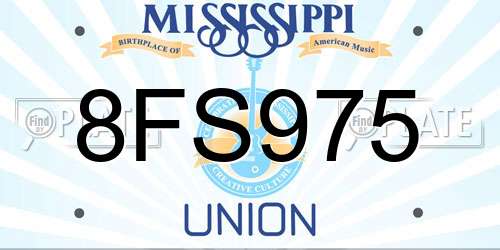 8FS975 Mississippi License Plate
