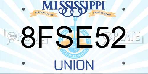 8FSE52 Mississippi License Plate