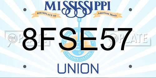 8FSE57 Mississippi License Plate