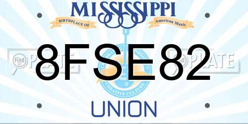 8FSE82 Mississippi License Plate