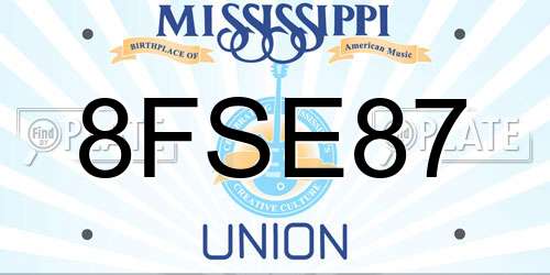 8FSE87 Mississippi License Plate