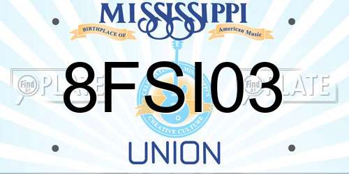 8FSI03 Mississippi License Plate