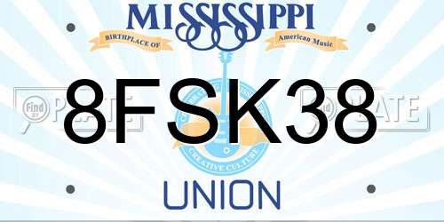 8FSK38 Mississippi License Plate