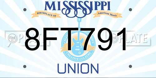 8FT791 Mississippi License Plate