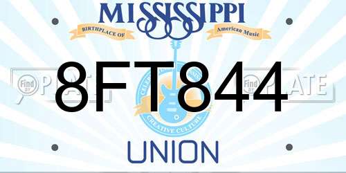 8FT844 Mississippi License Plate