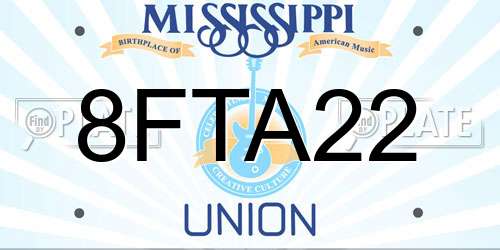 8FTA22 Mississippi License Plate
