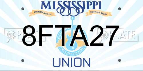 8FTA27 Mississippi License Plate