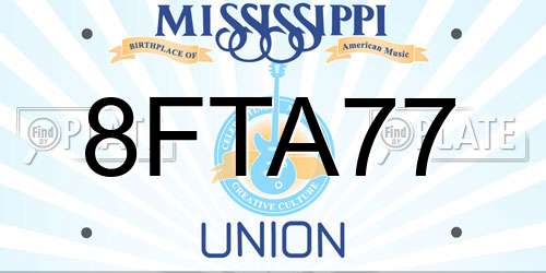 8FTA77 Mississippi License Plate
