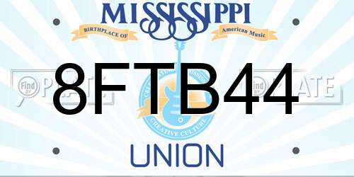 8FTB44 Mississippi License Plate