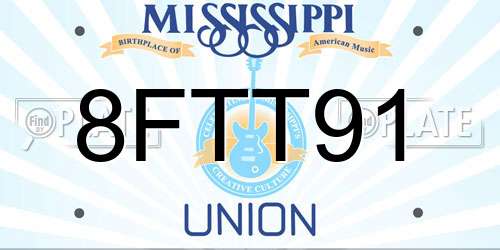 8FTT91 Mississippi License Plate