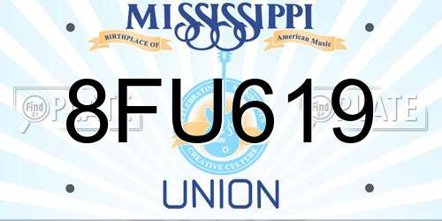 8FU619 Mississippi License Plate